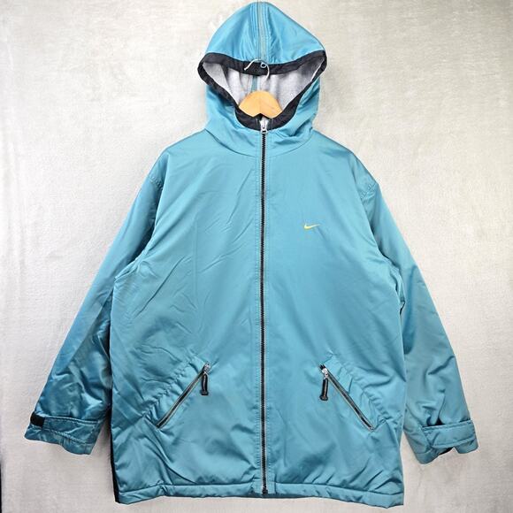 Nike Other - Vintage Nike Fullzip Hooded Jacket XL Teal 90s Travis Scott Parka Fleece Lined